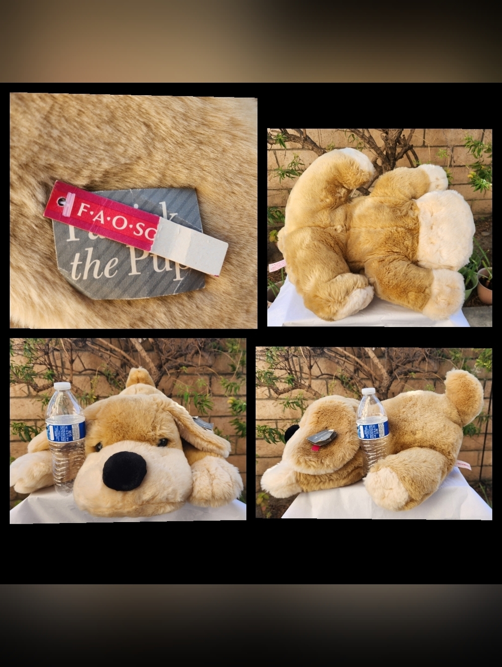 20" Vintage FAO SCHWARZ  PATRICK The Pup Dog Plush Stuffed Animal Tan Brown